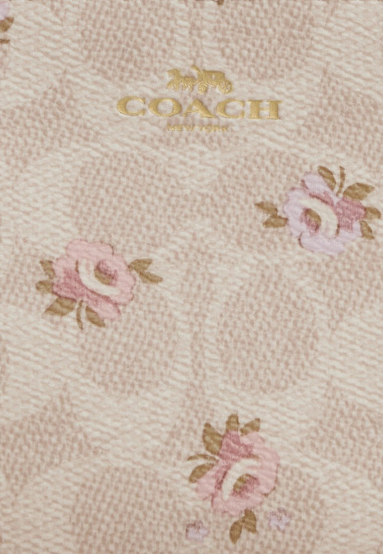 Coach Corner Zip Wristlet In Signature Canvas With Floral Print - Sand Multi