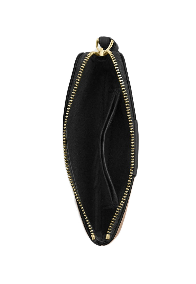 Coach Corner Zip Wristlet In Signature Canvas With Stripe - Tan/Black