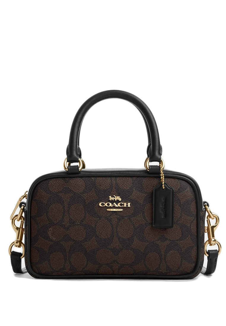 Coach Satchel Crossbody Bag In Signature Canvas - Walnut/Black