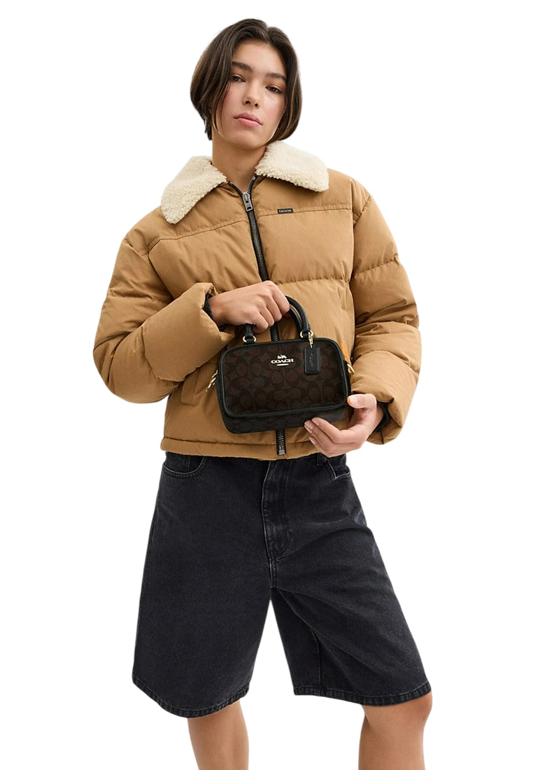 Coach Satchel Crossbody Bag In Signature Canvas - Walnut/Black