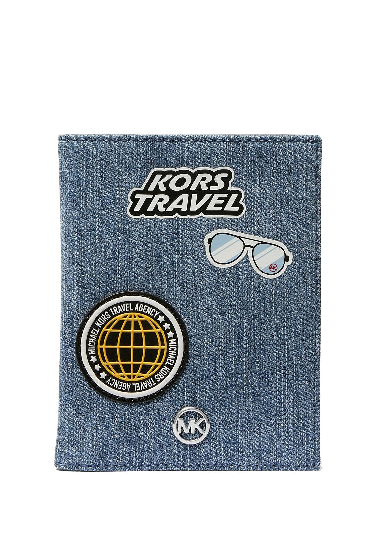 Michael Kors Jet Set Travel Medium Passport Case with Patches - Denim
