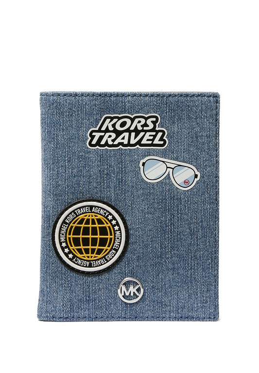 Michael Kors Jet Set Travel Medium Passport Case with Patches - Denim