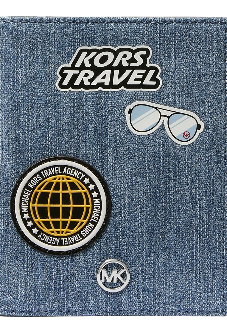 Michael Kors Jet Set Travel Medium Passport Case with Patches - Denim