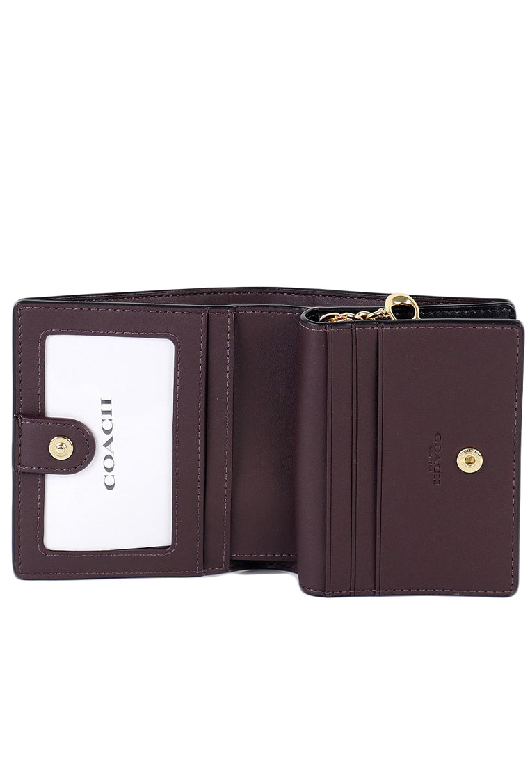 Coach Snap Wallet In Signature Canvas - Walnut/Black