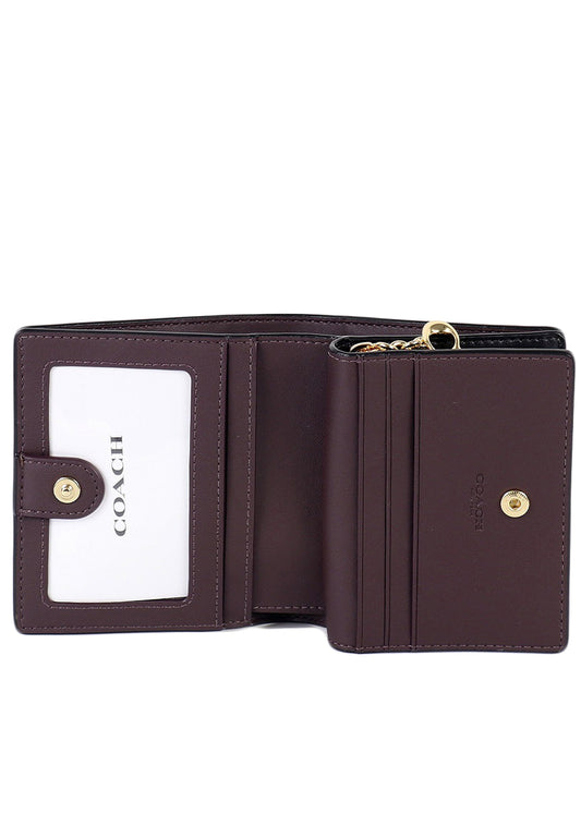 Coach Snap Wallet In Signature Canvas - Walnut/Black