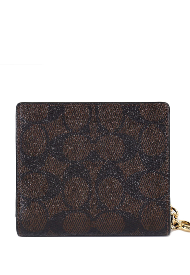 Coach Snap Wallet In Signature Canvas - Walnut/Black