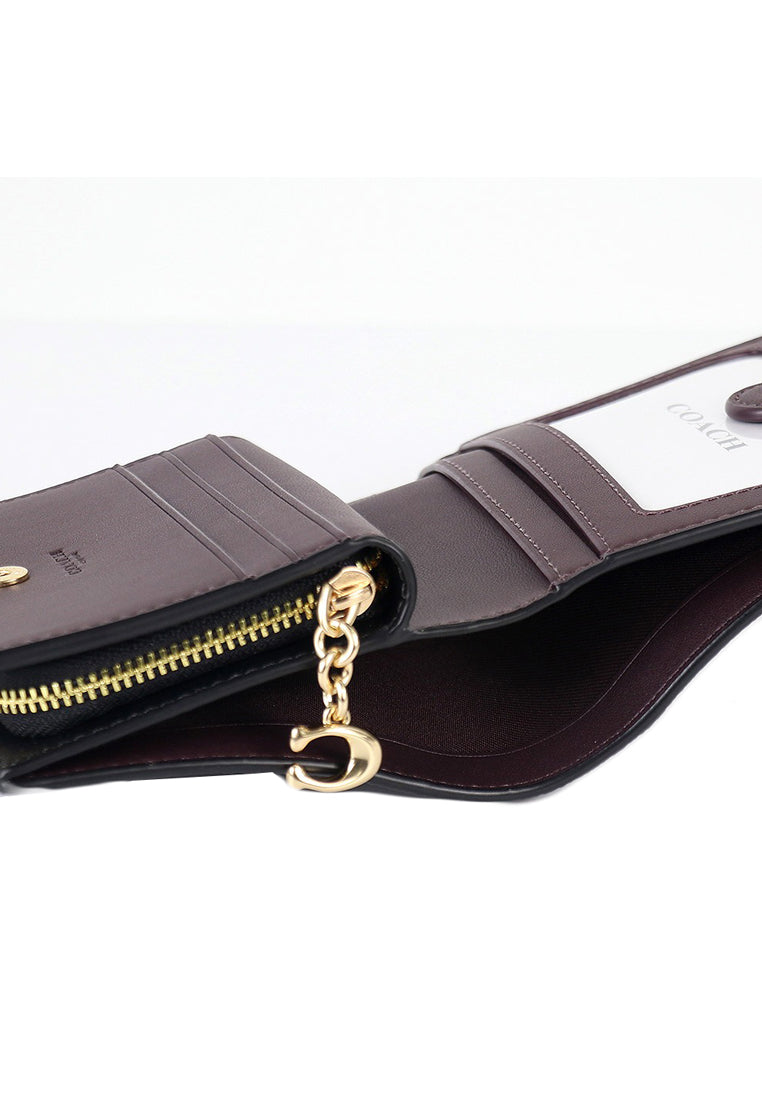 Coach Snap Wallet In Signature Canvas - Walnut/Black