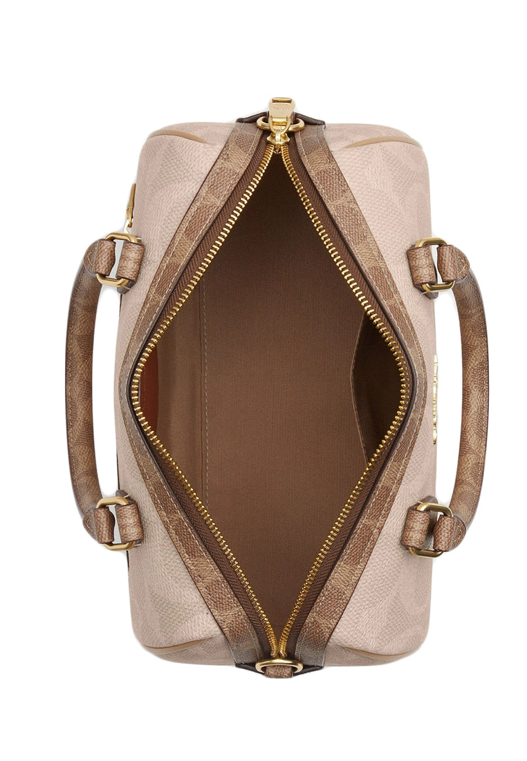 Coach Rowan Satchel Bag In Blocked Signature Canvas - Sand /Tan