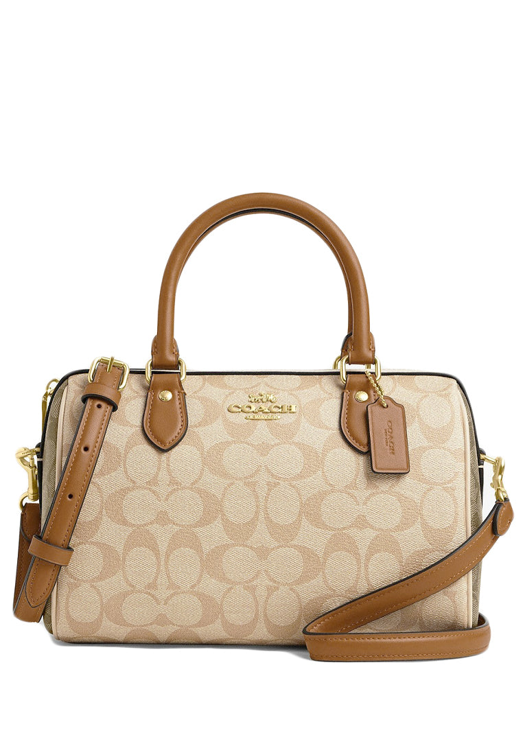 Coach Rowan Satchel In Blocked Signature Canvas - Khaki/Multi