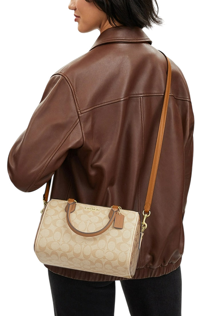 Coach Rowan Satchel In Blocked Signature Canvas - Khaki/Multi