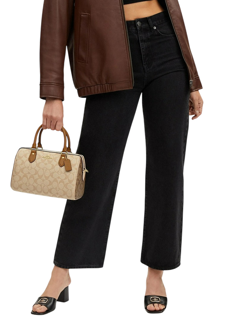 Coach Rowan Satchel In Blocked Signature Canvas - Khaki/Multi