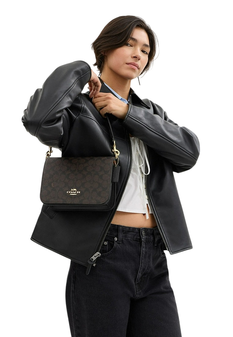 Coach Quinn Bag In Signature Canvas - Walnut/Black