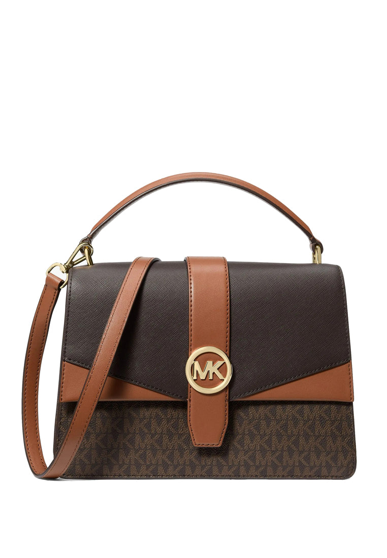 Michael Kors Greenwich Medium Signature Logo Satchel - Brown