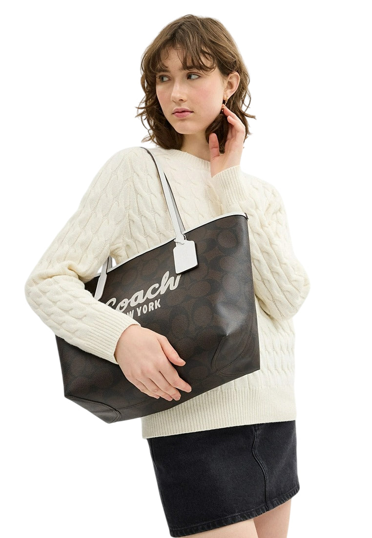 Coach City Tote Bag With Graphic - Walnut Multi