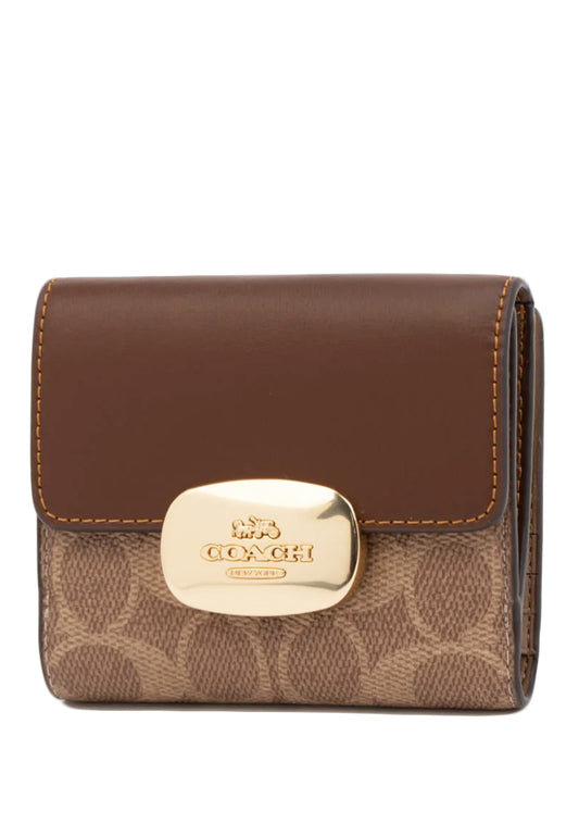 Coach Eliza Small Wallet In Signature Canvas - Tan/Brown