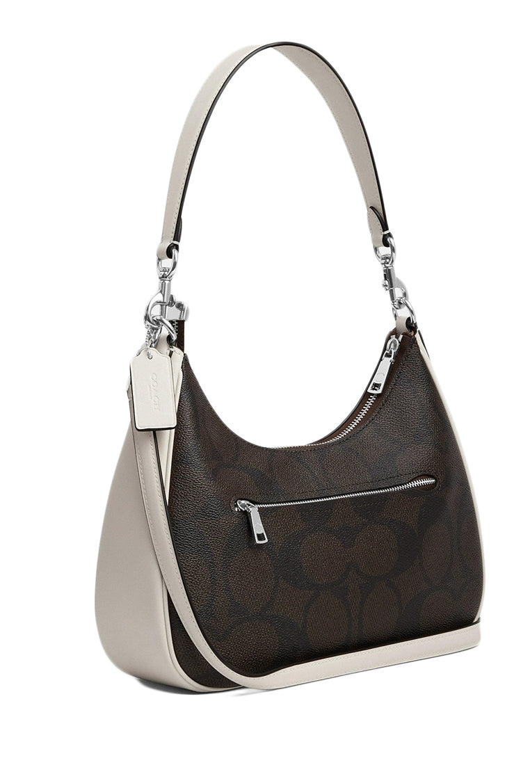 Coach Teri Hobo In Signature Canvas With Graphic - Walnut/White