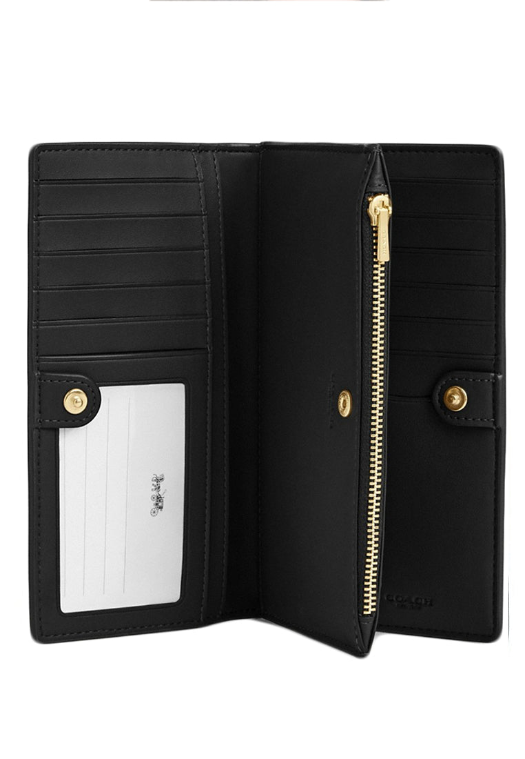 Coach Slim Zip Wallet In Signature Canvas - Walnut/Black