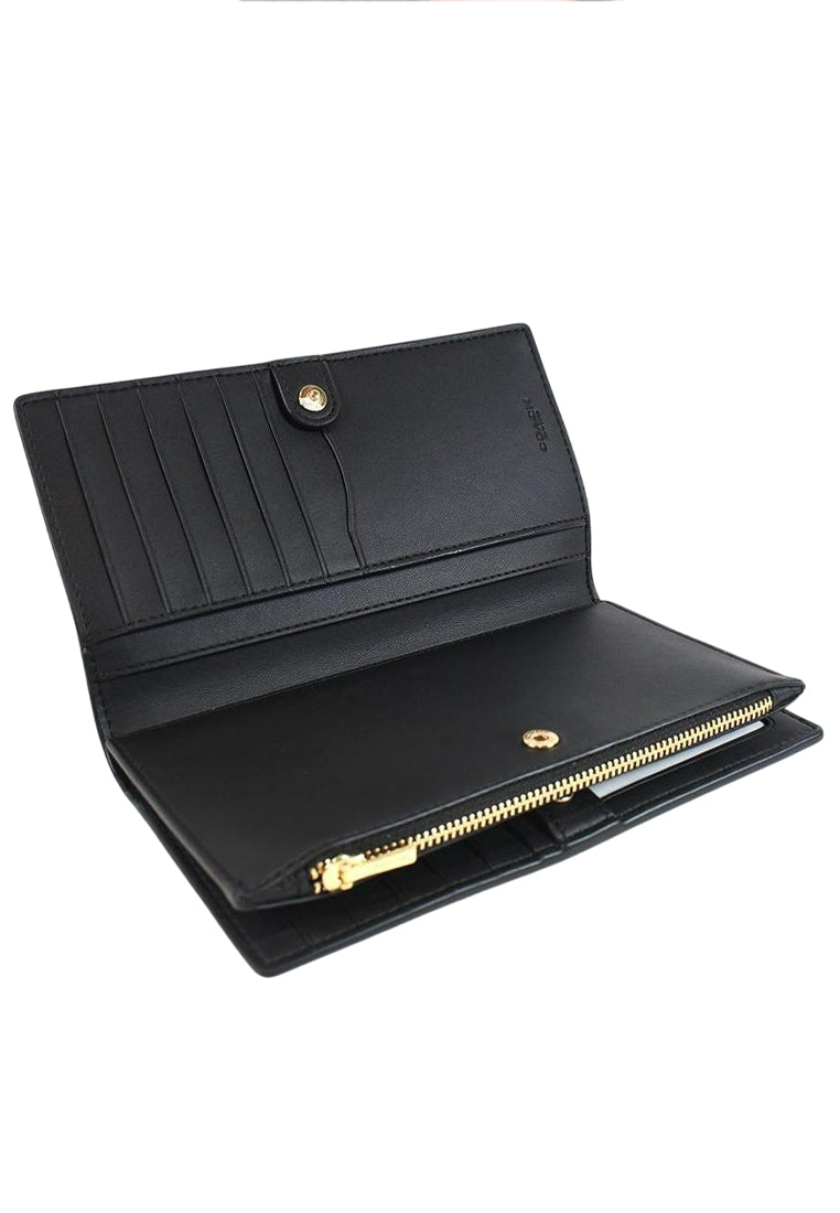 Coach Slim Zip Wallet In Signature Canvas - Walnut/Black