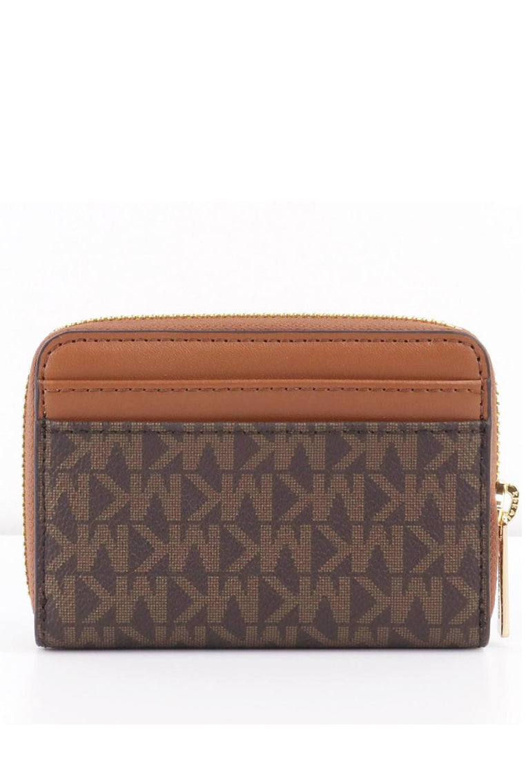 Michael Kors Jet Set Travel Medium Logo Zip-Around Card Case In Signature - Brown