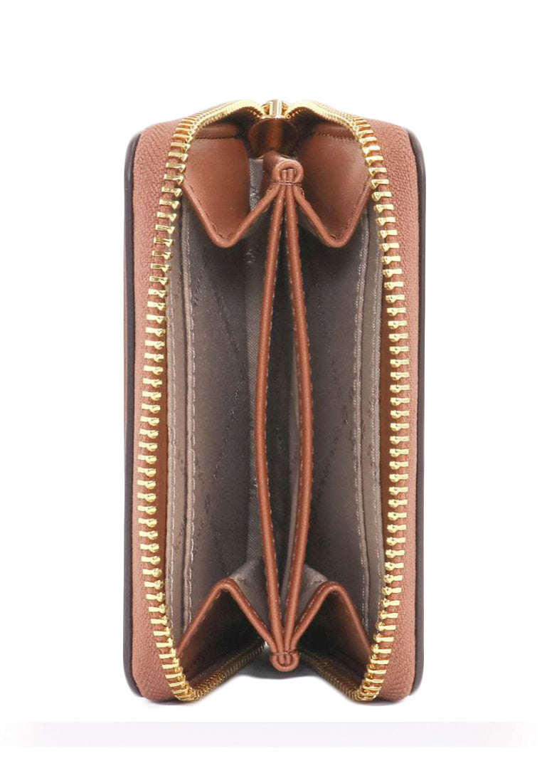 Michael Kors Jet Set Travel Medium Logo Zip-Around Card Case In Signature - Brown