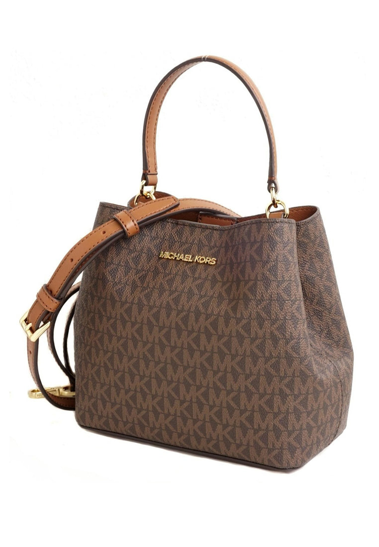 Michael Kors Pratt Small Signature Logo Shoulder Bag - Brown