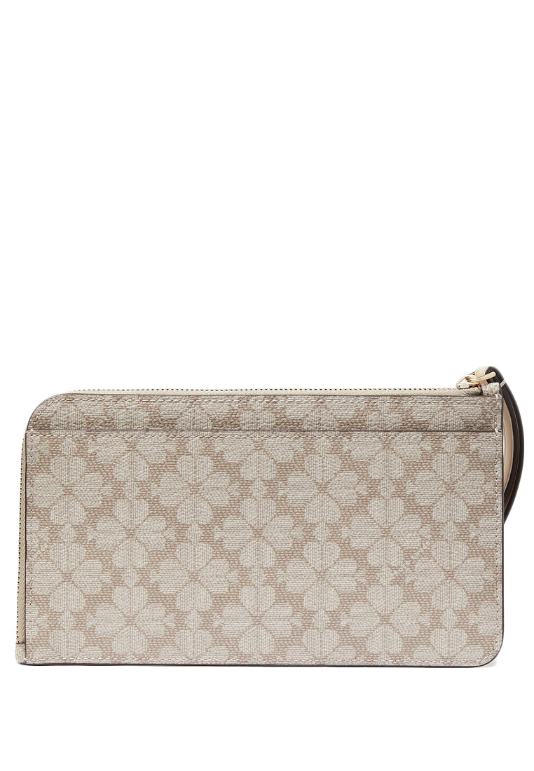 Kate Spade Lucy Spade Flower Medium L-Zip Wristlet - Dark Beige