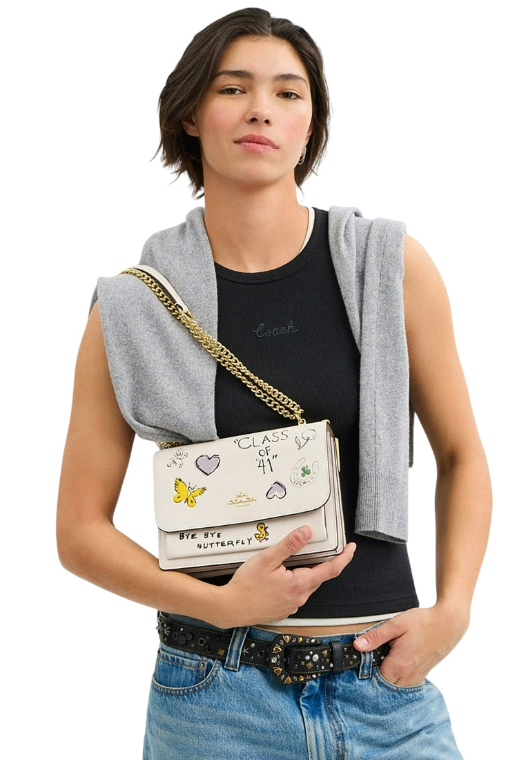 Coach Klare Crossbody Bag With Sketch Print - White