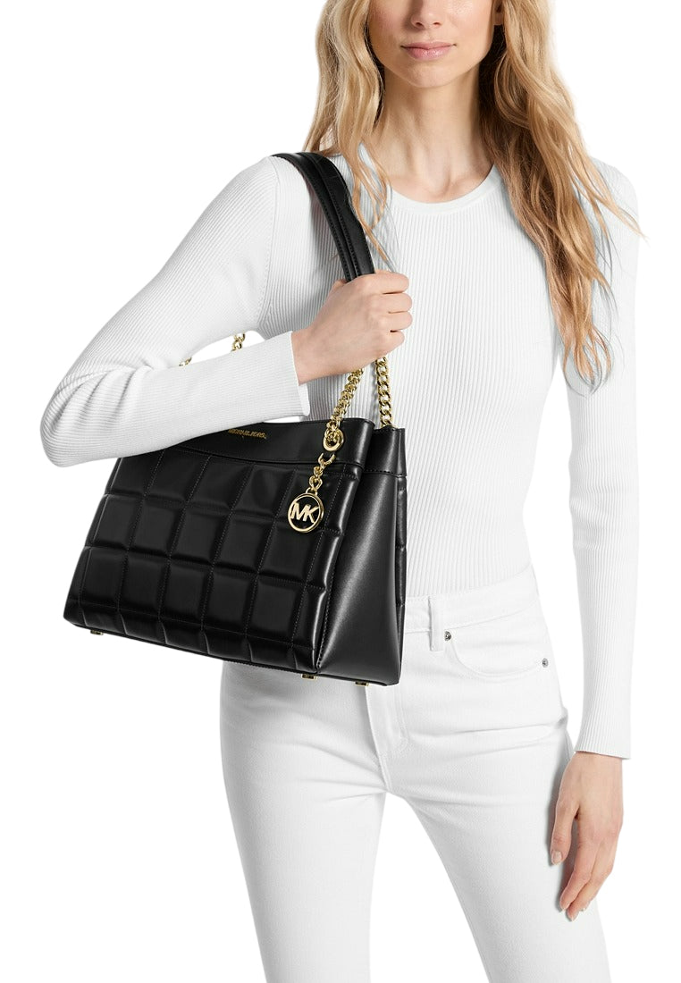 Michael Kors Susan Medium Quilted Leather Tote Bag - Black