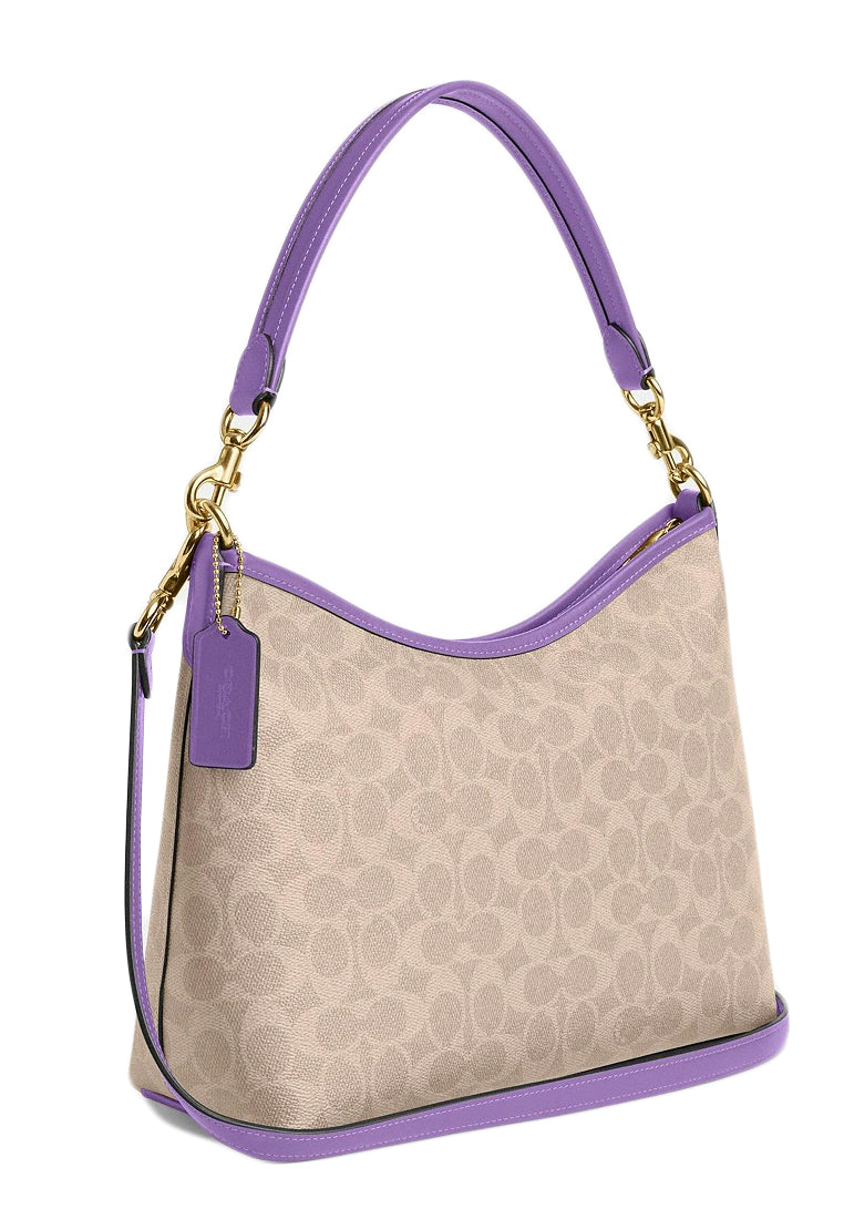 Coach Laurel Shoulder Bag In Signature Canvas - Light Brown/Purple