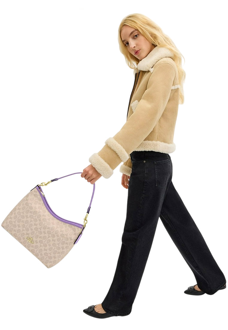 Coach Laurel Shoulder Bag In Signature Canvas - Light Brown/Purple
