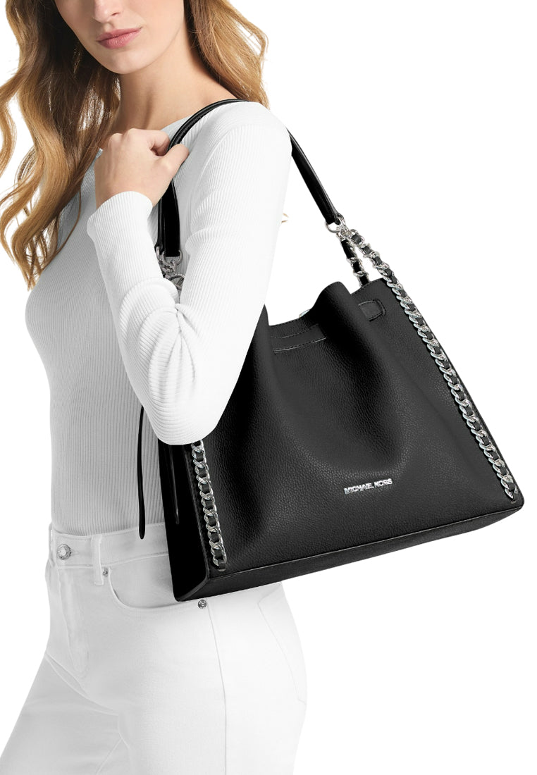 Michael Kors Mina Large Chain Shoulder Bag - Black