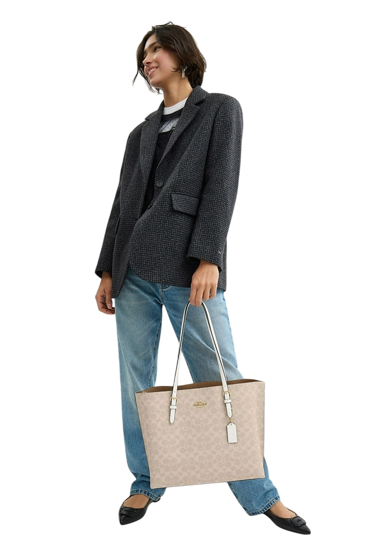 Coach Mollie Tote Bag In Signature Canvas - Sand/White