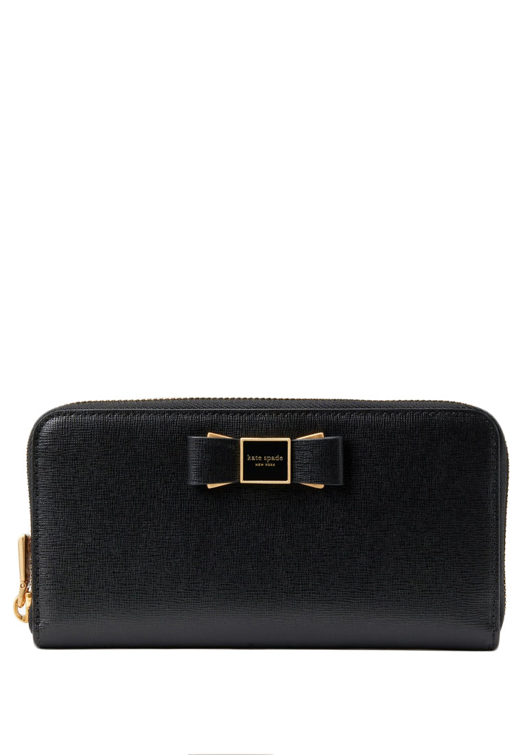 Kate Spade Morgan Bow Embellished Zip Around Continental Wallet - Black