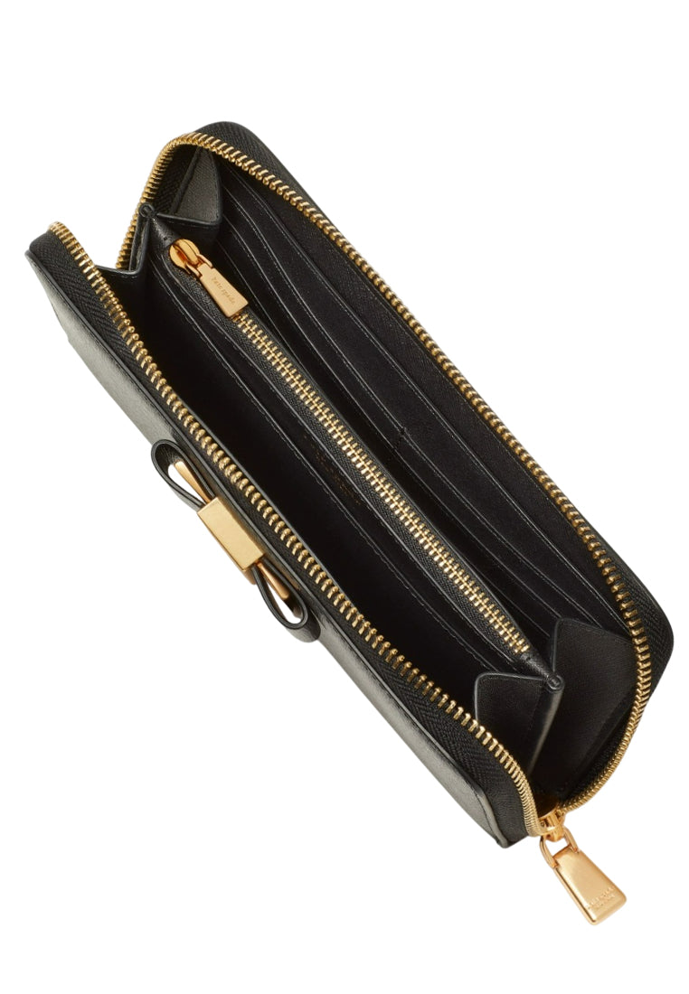 Kate Spade Morgan Bow Embellished Zip Around Continental Wallet - Black