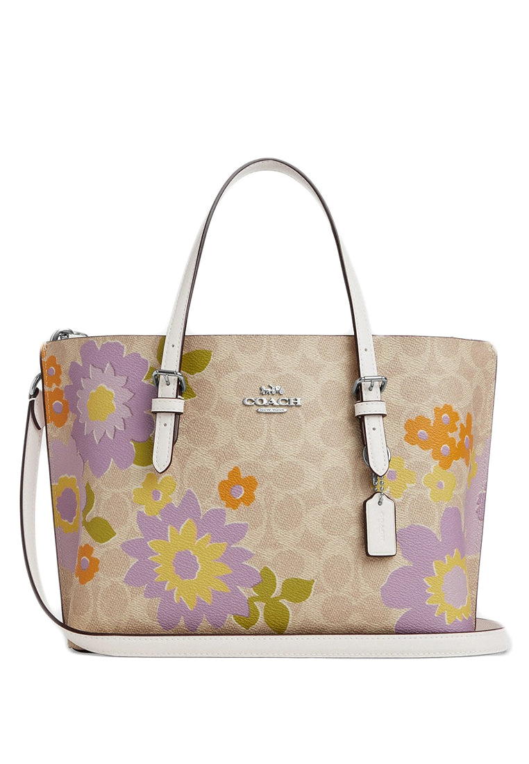 Coach Mollie Tote 25 Bag In Signature Canvas With Floral Print - Sand/Multi
