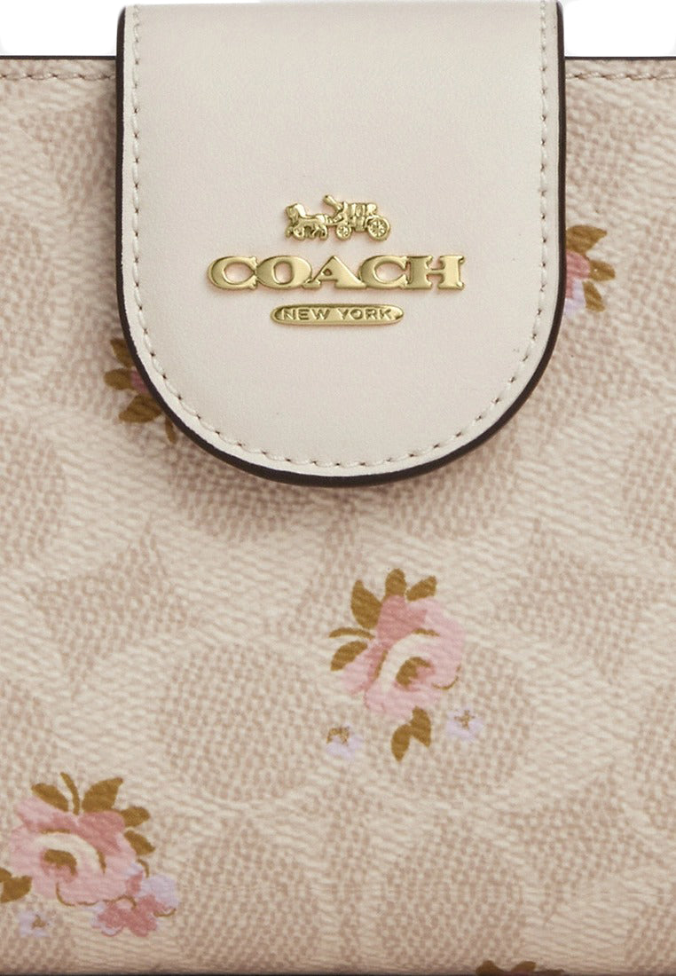Coach Phone Wallet In Signature Canvas With Floral Print - Sand/Multi