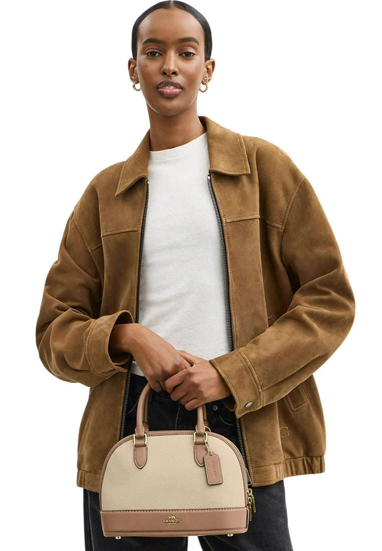 Coach Sabrina Satchel Bag In Colorblock - Beige