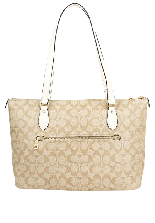Coach Gallery Tote Bag In Signature Canvas - Light Khaki/White
