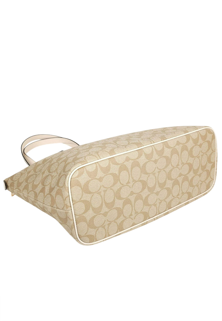 Coach Gallery Tote Bag In Signature Canvas - Light Khaki/White