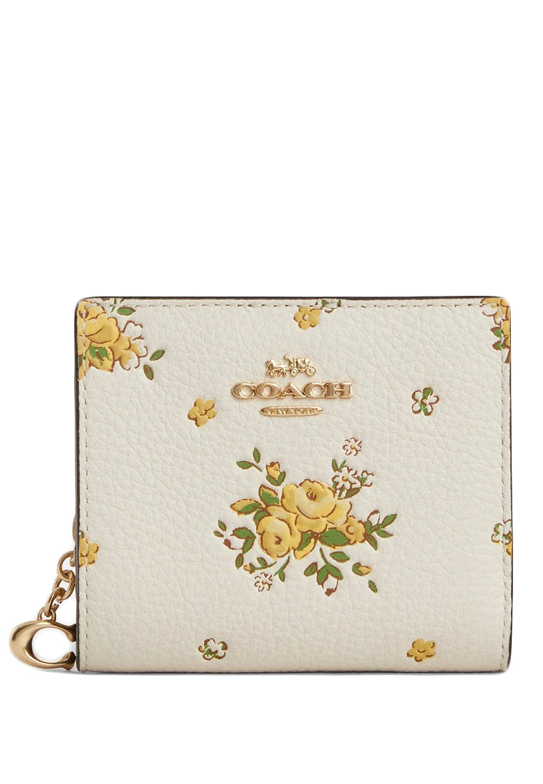 Coach Snap Wallet With Floral Print - White/Multi
