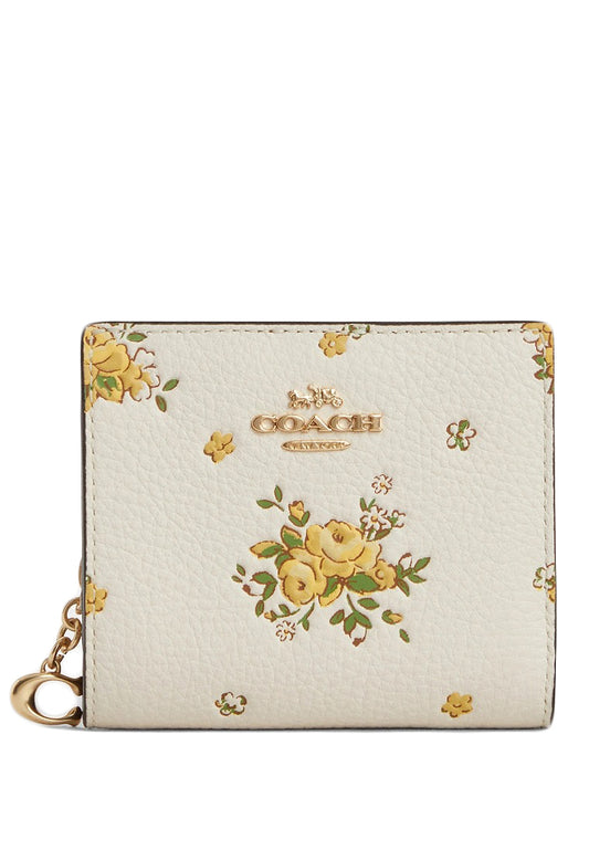 Coach Snap Wallet With Floral Print - White/Multi