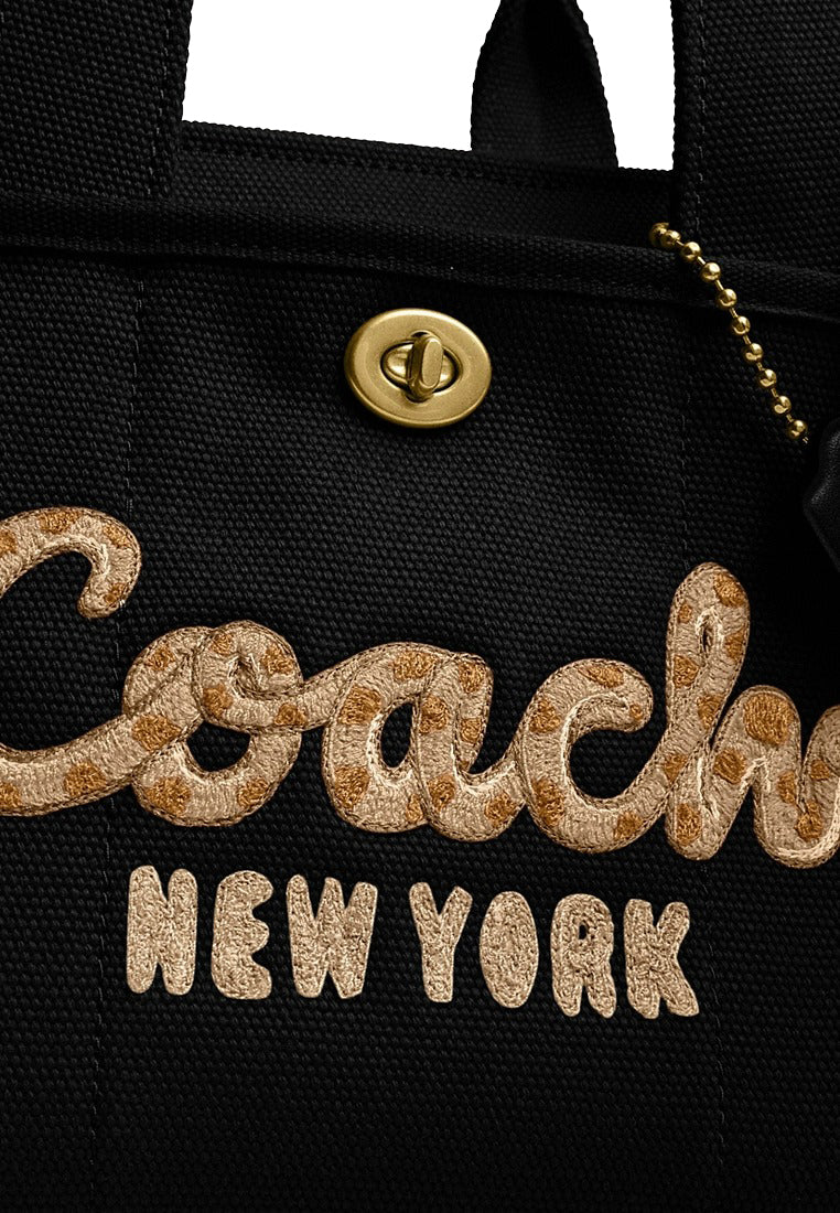 Coach New Year Cargo Tote Bag 26 With Coach Snake Script - Black