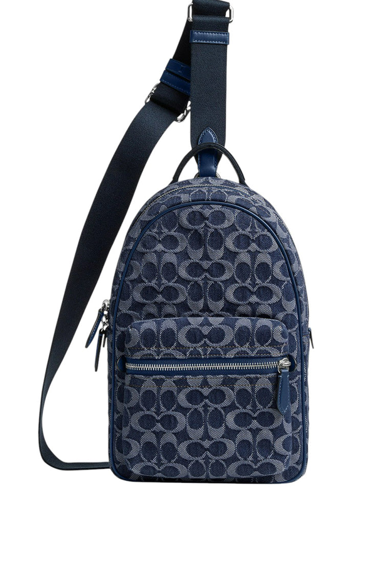 Coach Mens Charter Pack In Signature Denim - Deep Blue