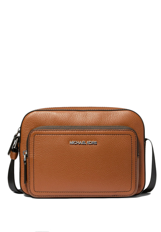 Michael Kors Mens Cooper Pebbled Leather Utility Crossbody Bag - Brown