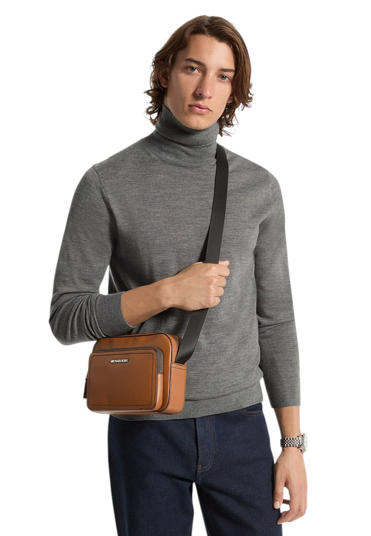 Michael Kors Mens Cooper Pebbled Leather Utility Crossbody Bag - Brown