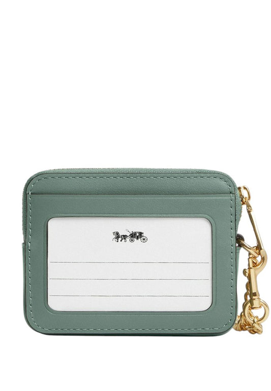 Coach Zip Card Case With Quilting - Sage Turquoise