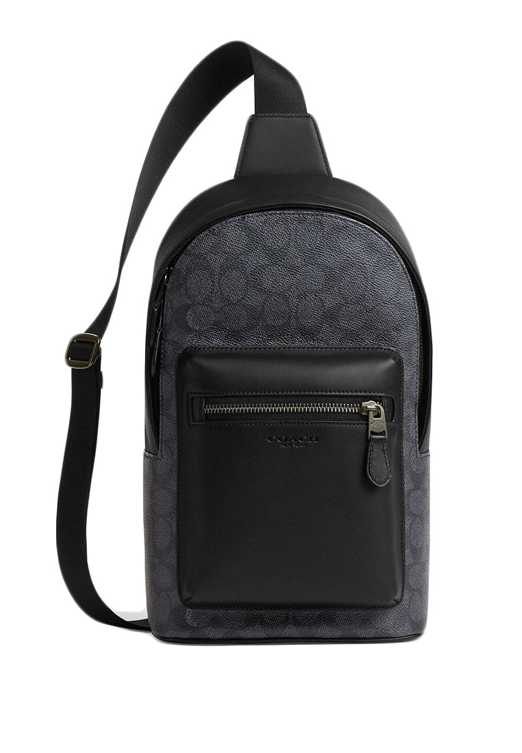 Coach Mens West Pack In Signature Canvas - Charcoal