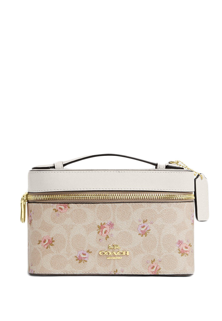 Coach Cosmetic Case In Signature Canvas With Floral Print - Sand/Multi