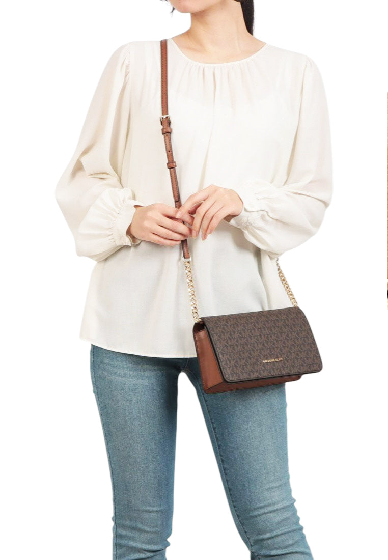 Michael Kors Jet Set Medium Signature Logo Crossbody Bag - Brown