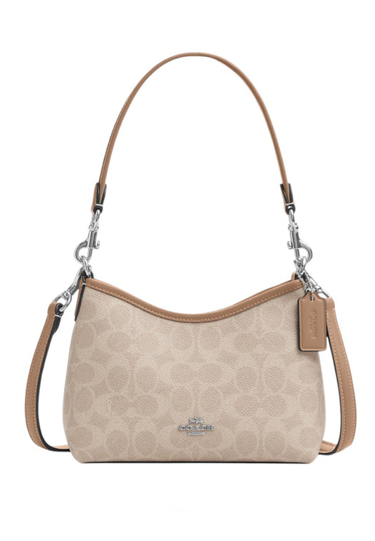 Coach Laurel Small Shoulder Bag In Signature Canvas - Sand/Taupe